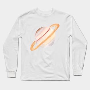Saturn Watercolor Illustration Long Sleeve T-Shirt